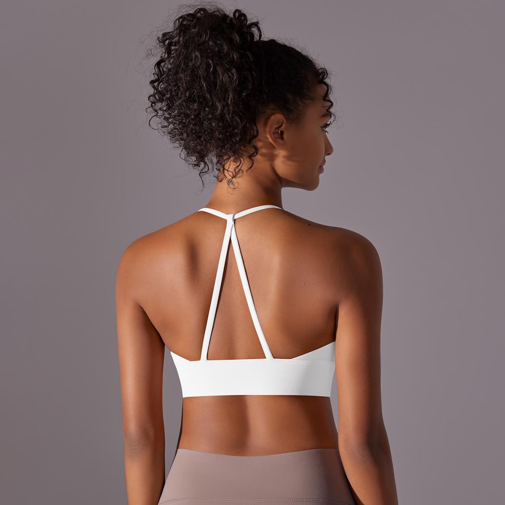 Nessaj Бюстгальтер для йоги, укороченный топ, женский спортивный бюстгальтер с V-образным вырезом на спине, топ для тренировок в тренажерном зале, спортивное нижнее белье в сборе