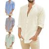 Long Sleeve Turn-down Collar Buttons Solid Color Men Casual Shirt Outwear for Vacation