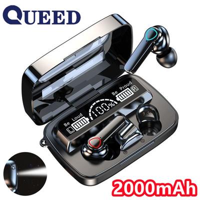 Беспроводные наушники TWS, водонепроницаемая стереосистема с поддержкой Bluetooth, гарнитура с микрофоном, зарядное устройство на 2000 мАч