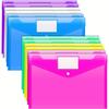 A4 Folders Plastic Envelopes Clear File Folder for Document Poly File with Label Pocket Snap Button for Office Organizer