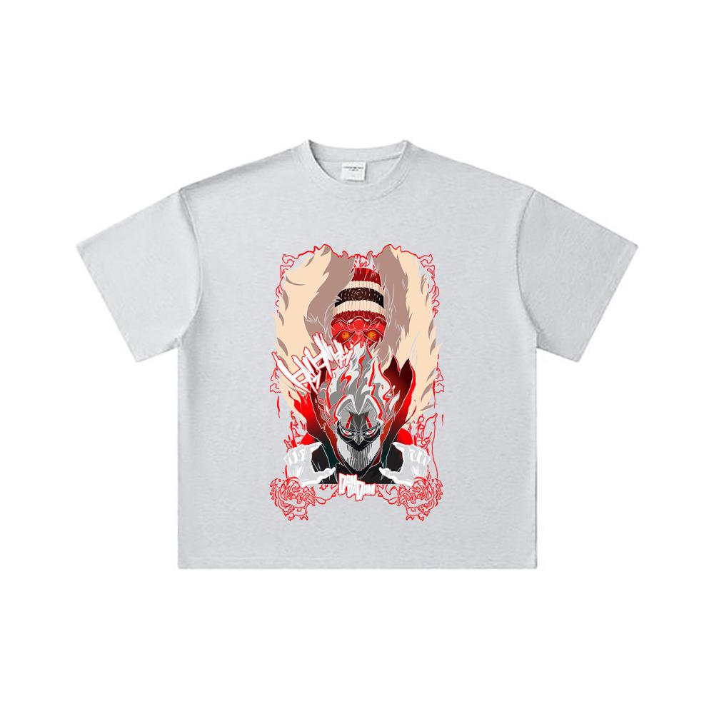 260 GSM Double Yarn 32 Count 100% Cotton Dandadan V34 Okarun Turbo Print Unisex Heavy Cotton T Shirt