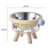 Raised Elevated Pet Bowl Wooden Stand Anti‑Slip Stainless Steel Neck Protect Food Water Bowl For Dogs Cats