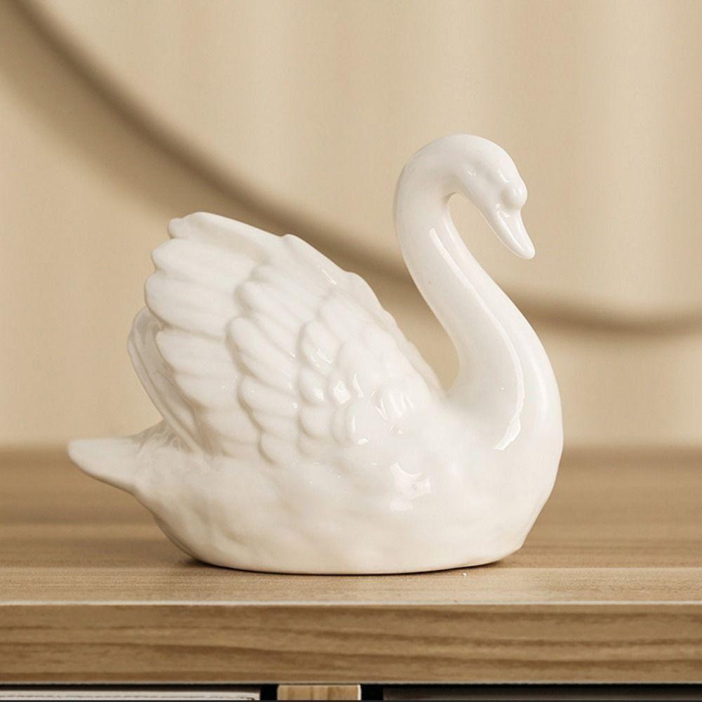 Elegant White Swan Statue Unique Swan Couple Figurine Nordic Black Swan Ornaments  Wedding Gift