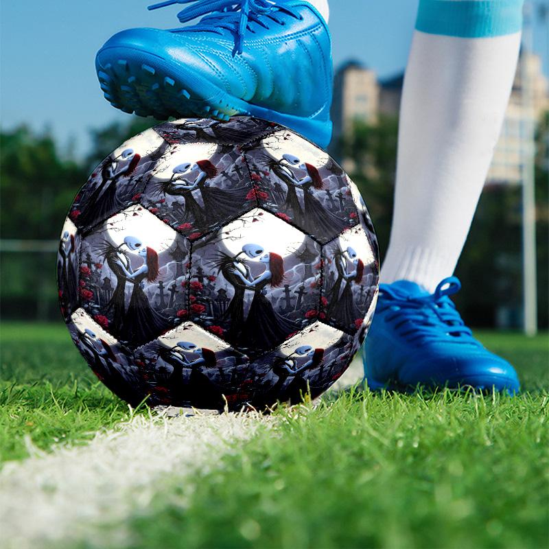 The Nightmare Before Christmas Print Size 5 Soccer Ball, PU Wear Resistant Football for Match Training and Daily Practice, Birthday Gift for Soccer Fa