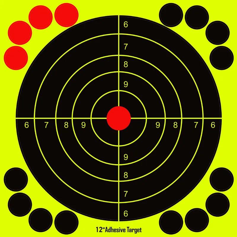 1A 10 sheets/pack 8 Inch Bright Fluorescent Yellow Splatter Target Sticker - Adhesive Reactive Shooting Targets