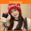 Letter Pattern Printing Beanie Knitted Cap For Women Windproof Warm Breathable