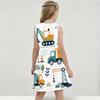 Girls Round Neck Sleeveless Red Cross Printed A Line Flared Hem Dress