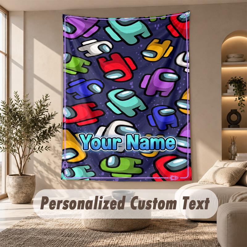 Among Us Tapestry, Personalized Custom Text, Wall Hanging Tapestry For Living Room Home Wall Decor