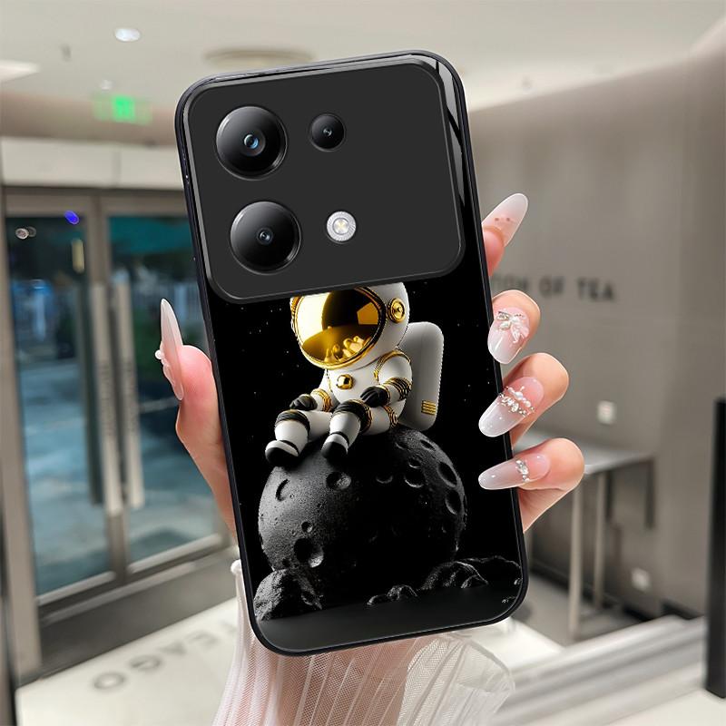 Красивый Цветок Милые Кошки Чехол Для Xiaomi Poco M6 Pro 4G / Poco M7 Pro 5G Закаленное Стекло Чехол Для Телефона Защитная Крышка Жесткий Корпус