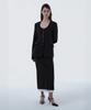 Mausolleum Contrast Layered Slim Line Long Skirt - Black