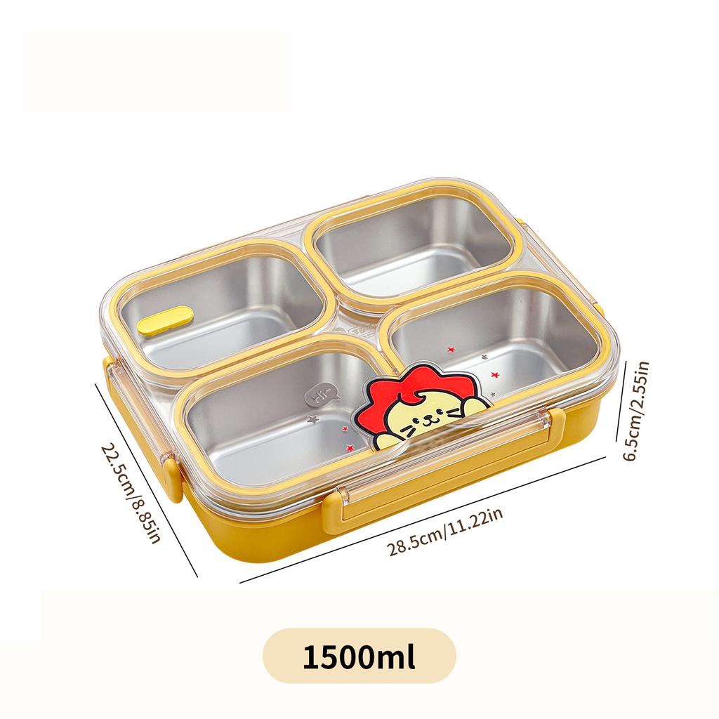 304 Stainless Steel Bento Lunch Box With 2/3/4 Compartments Microwave Safe Portable Leak-proof Food Container For Kids Students