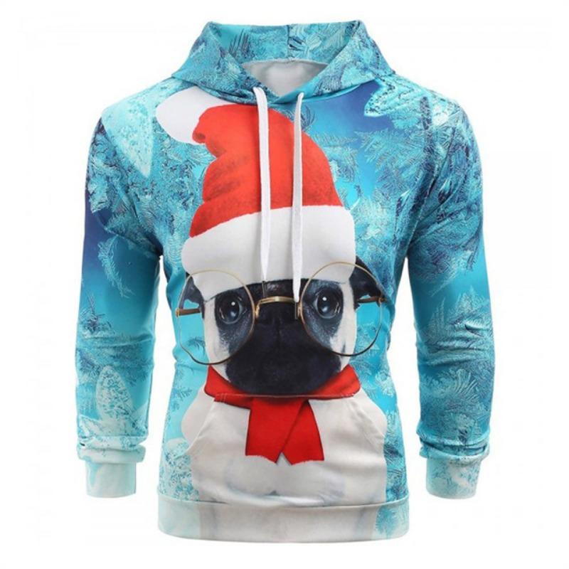 Hoodies For Men Women Ugly Christmas Sweater Xmas 3D Funny Printed Long Sleeve Hoodies Pullover Blouse Tops Graphic Sweatshirts