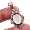 Natural Smoky Quartz 925 Solid Sterling Silver TwoTone Gift Pendant 1.50" s9W34