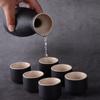 Japanese Sake Set Ceramic Pot and Cups 150ml 25ml Cup Ornament Black Serving