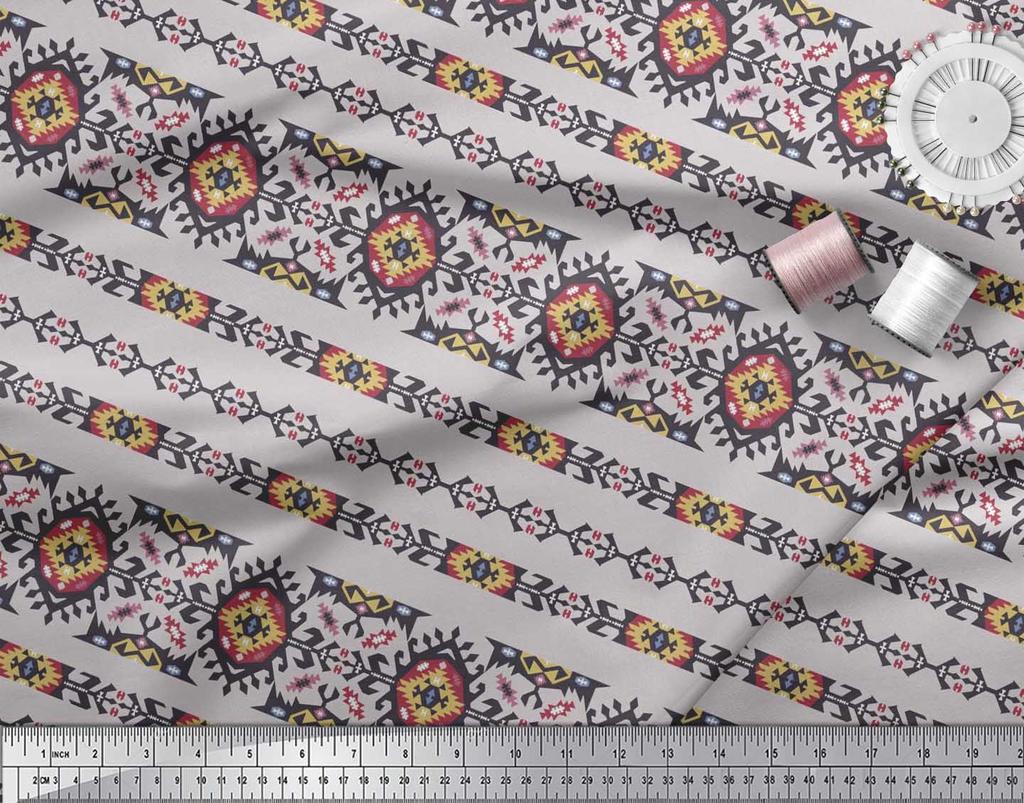 Soimoi Японская креп-сатиновая ткань Ацтекская юго-западная печатная ткань 1 метр 42 дюйма