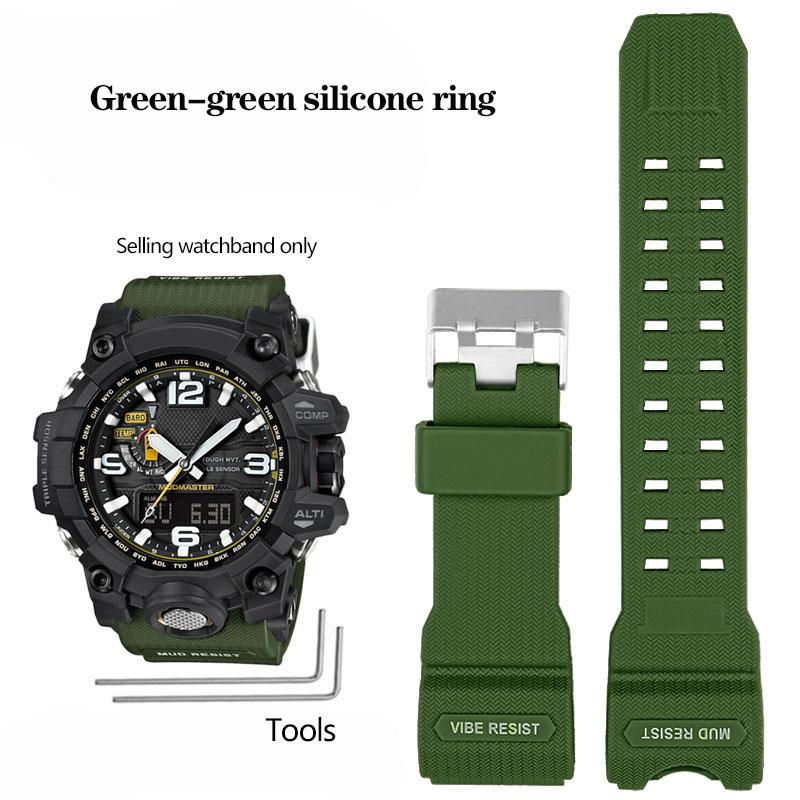 Смоляной силиконовый ремешок для часов для Casio Big Mud King GWG-1000GB Черный Золотой G-SHOCK Серии GWG-1000 Резиновый ремешок с инструментами Браслет