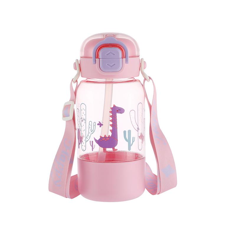 Water bottle straw water cup men and women large capacity high value summer children and students portable plastic drop-proof double drink cute cup