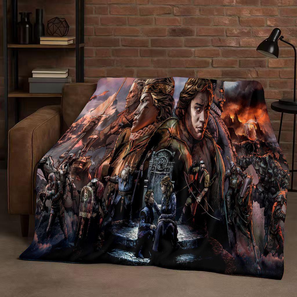 3D The W-Witcher Game Geralt Gamer Cartoon Flannel Blanket,Ultra Soft Plush Throw for Home Bedroom Bed Sofa Cover Kid Gift