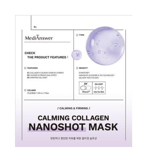 Immediate Pore Improvement/soothing and Soothing MediAnswer Collagen Nano Shot Mask (10 Sheets) - Choose 1 Pore/Calming