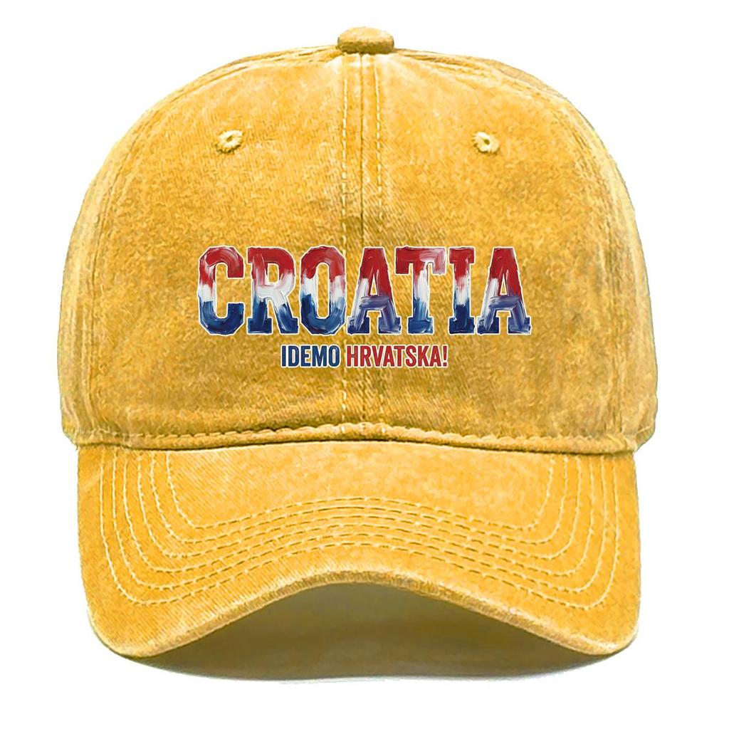Бейсболка Snapback с принтом флага "CROATIA" "IDEMO HRVATSKA", Регулируемая Бейсболка Snapback Ретро Всесезонная Хип-хоп Повседневная Кепка Отца
