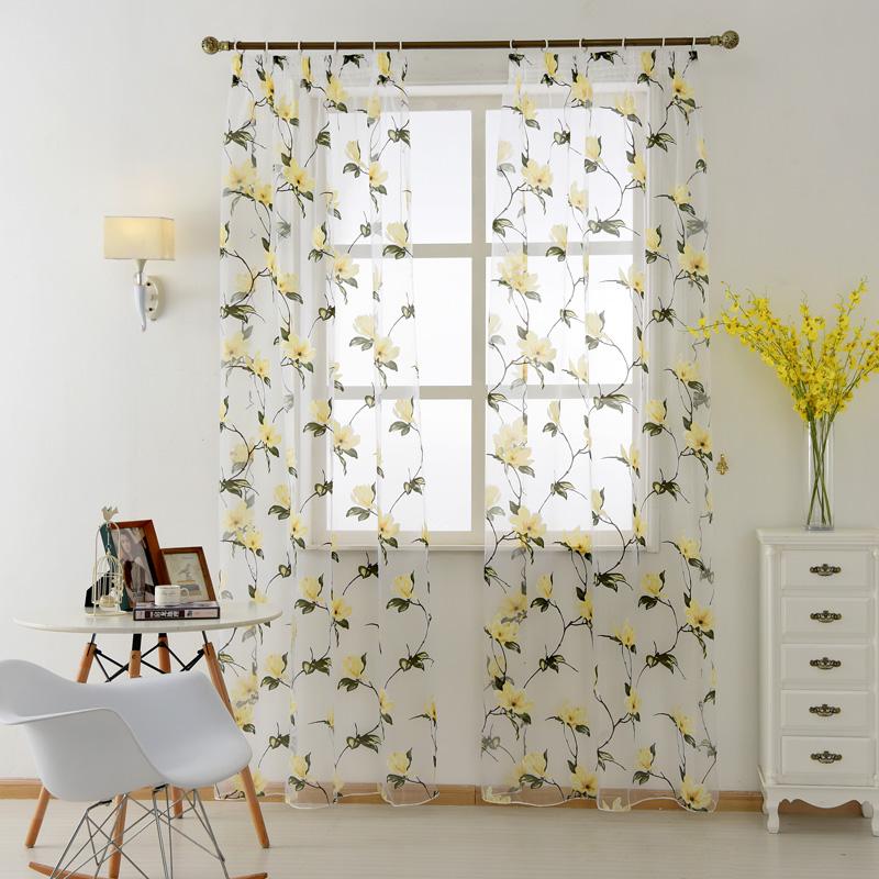 1 PC Floral Jacquard Tulle Living Room Sheer Curtain Elegant Romantic Curtains Home Decor Lozujoju Home Decor