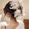 Элегантная застежка с перьями, новая мода, большие заколки для волос с когтями, заколки с заколками в виде акулы, заколки для девочек, французские аксессуары для волос