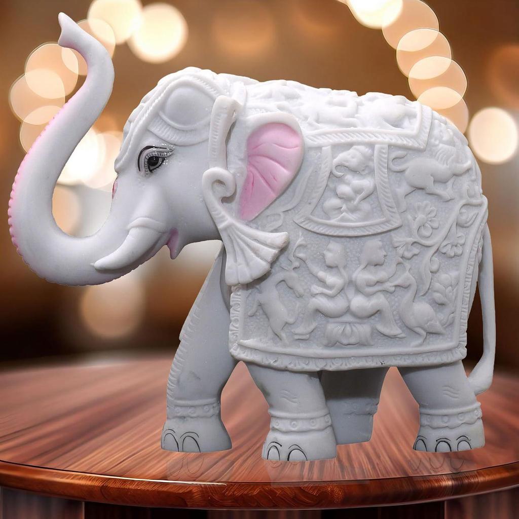 Слон, большая мраморная статуэтка из смолы, декоративный элемент для дома, 4x5 дюймов, слон, декор для дома, васту, полка (4 х 5 дюймов)