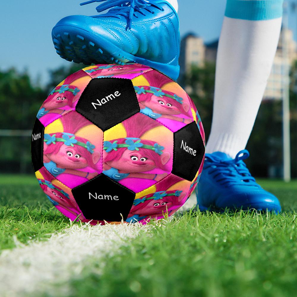 Custom Name Trolls Theme Size 5 Soccer Ball, Suitable for Both Indoor and Outdoor Matches, a Gift Suitable for Everyone.