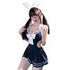 Сексуальная матросская форма, костюм кролика с открытой спиной, плиссированный набор из 4 предметов [RPFLQ], Костюм, Девушка, Кролик, Грудь, Нижнее белье, Прозрачный, Завязанный бантом, Сексуальный, Экстремальный,