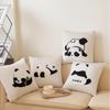 Элегантная вышитая наволочка на подушку с пандой, современная черно-белая, с пандой, наволочка на диванную подушку, милый свежий домашний декор, мягкая наволочка