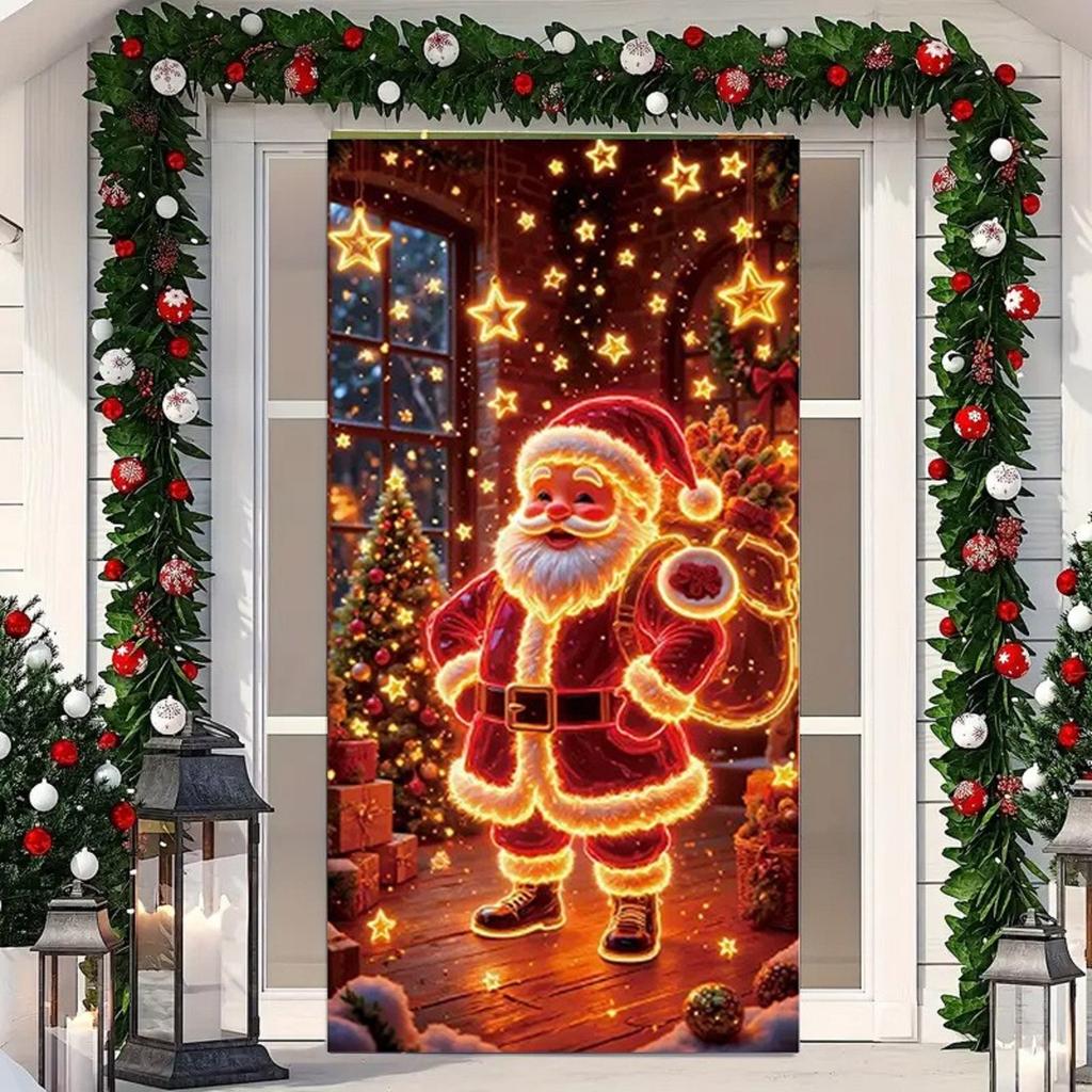 Рождественский флуоресцентный баннер/чехол на дверь/фон/украшение для праздничной вечеринки/рождественская декоративная подвесная ткань