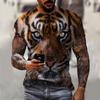 Мужские футболки летние топы с рисунком животных и тигра 3D-принтом футболки летние женские уличные модные футболки больших размеров мужская одежда