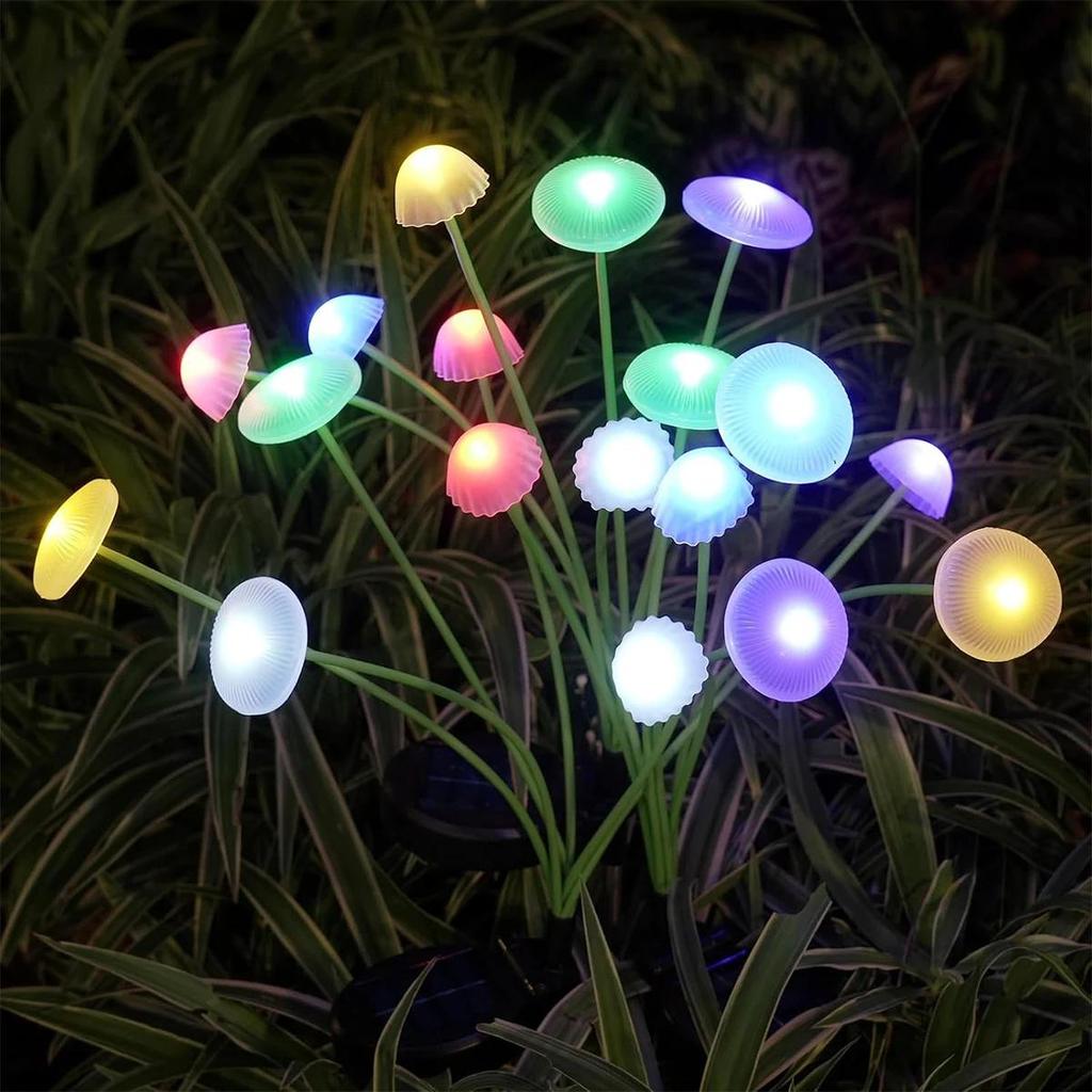 Solar Garden Lights Led Jellyfish Light Mushroom Panel For Fence Lighting Yard Outdoor Waterproof Ip65 Backyard Decoration With