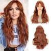 Synthetic Wig With Bangs Long Wavy Orange Wigs For Women Curly Wig Heat Resistant Wigs Daily Party Use