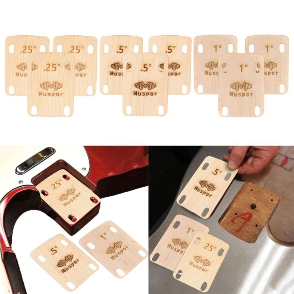 3 Pcs Replacement Guitar Neck Shims 0.25 0.5 1 Degree Wood Guitar Neck Shim for Bass Guitar