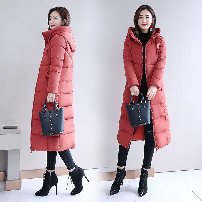 Women Parka Coat Autumn Winter Thicken Warm Hooded Coat Ladies Slimming Lengthen Padded Jacket with Pocket Outerwear