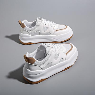 Маленькие белые туфли женские 2024 весна новая корейская версия мода толстая подошва повышенная сетка воздухопроницаемость повседневные универсальные кроссовки