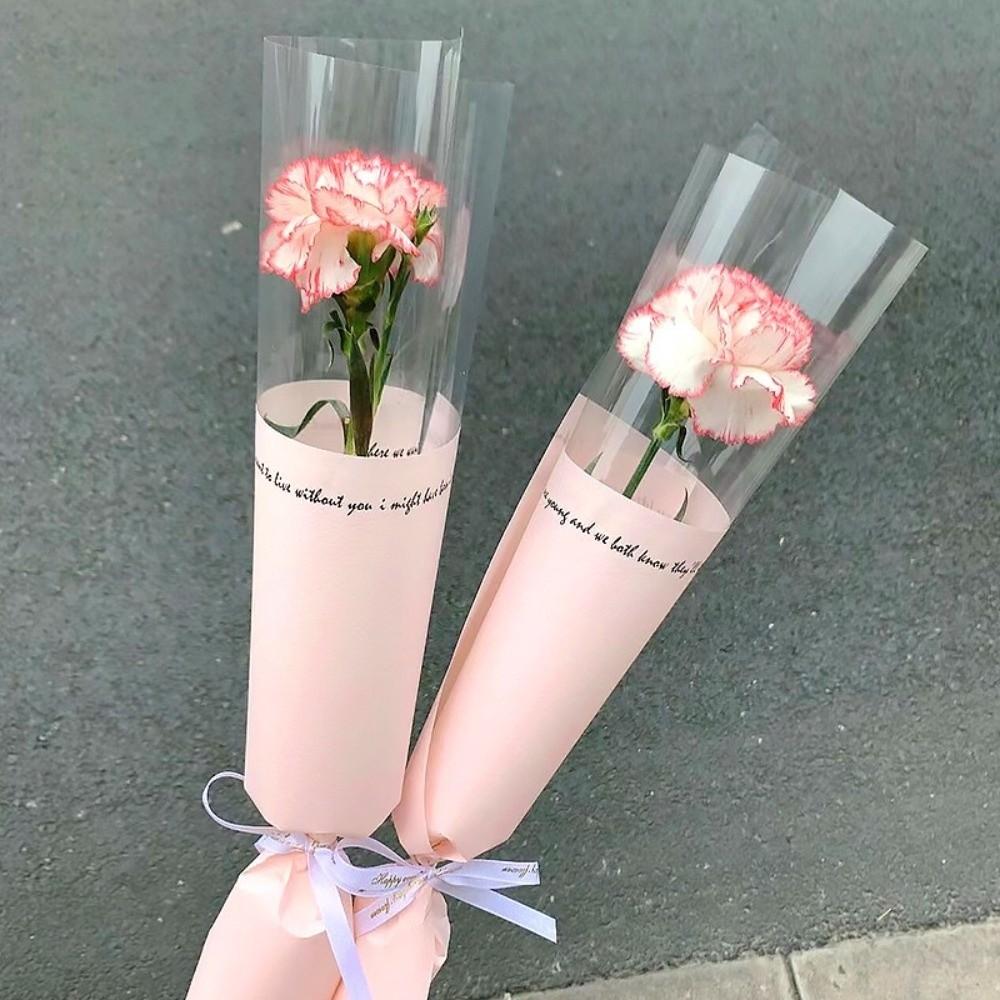 20 Pieces Waterproof Single Flower Wrapping Bags Transparent Bouquet Packaging Bag Valentine's Day