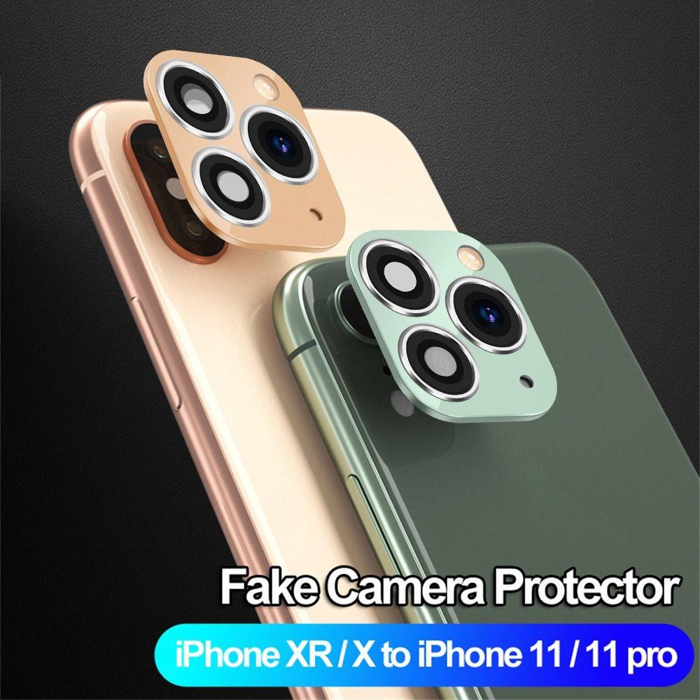 Flash Glass Fake Camera Lens Sticker Cover Case for iPhone XR X To iPhone 11 Pro Max Seconds Change