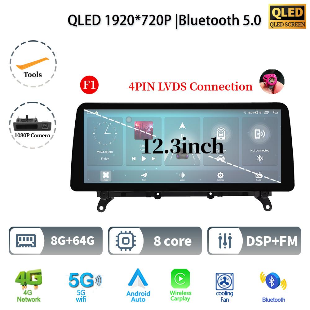 12,3" для BMW X3 F25 X4 F26 2011-2017 Android 14 автомобильное радио мультимедиа GPS навигация Bluetooth WIFI CarPlay сенсорный экран стерео