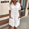 Women's Fashion Summer Spring Solid Color Print Short Sleeve POLO-Neck Casual Dresses