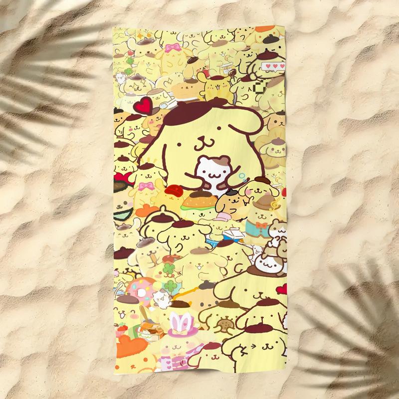 Cute Cartoon Kitten Printed Microfiber Beach Towel Quick Dry Soft Bath Towel For Kids Seaside Swimming