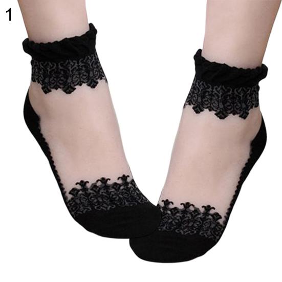 1 пара ультратонких прозрачных кружевных эластичных коротких тонких дышащих носков для женщин в подарок