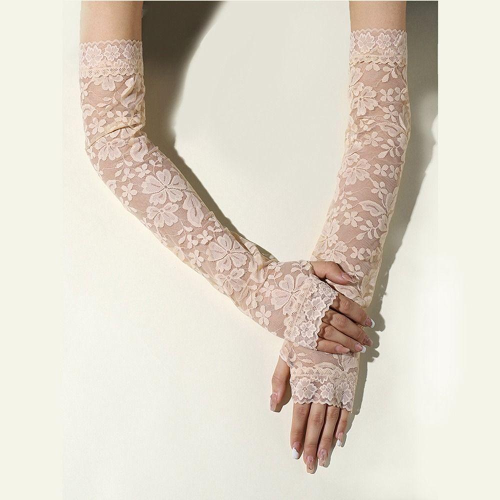 Утеплители Солнцезащитные Перчатки с Длинным Рукавом Защита от Солнца Сетчатые Кружевные Нарукавники Рукава из Ледяного Шелка