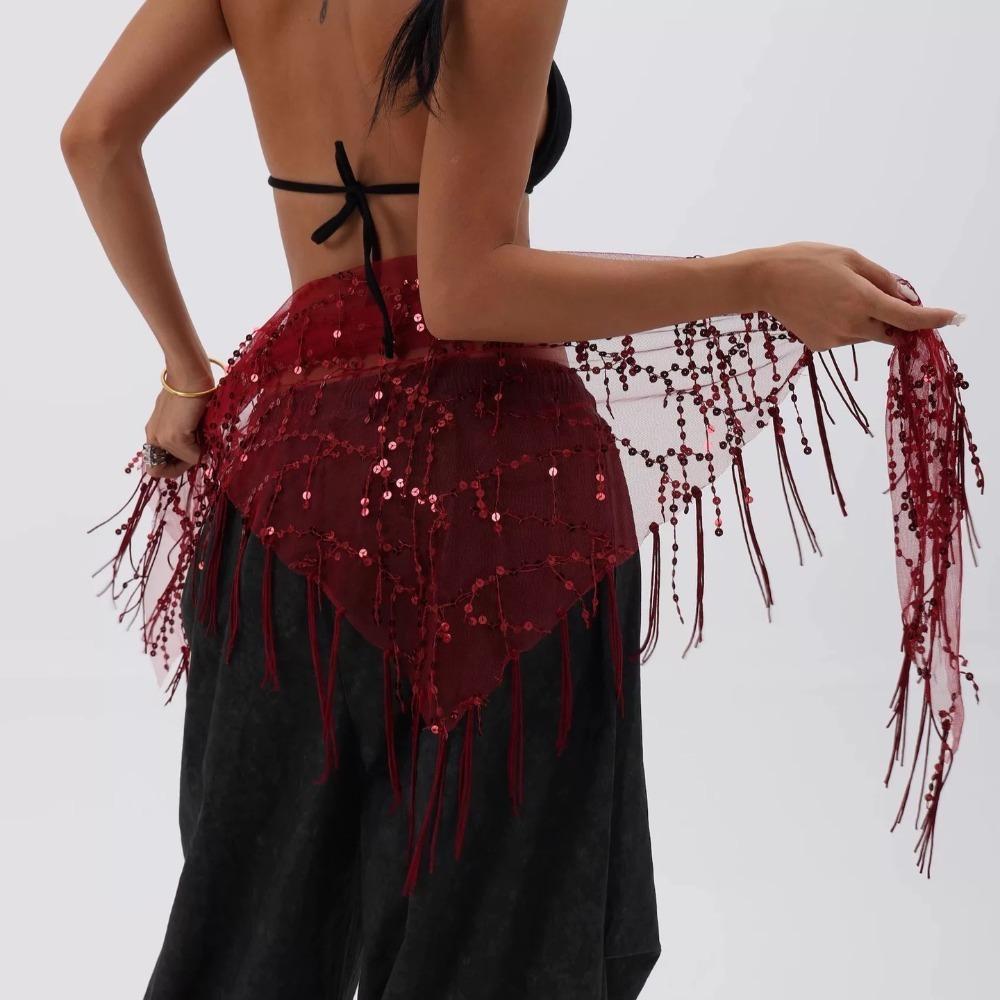 Jeans Decor Tassels Belt Hip-hop Sequin Waistband Jazz Dance Hip Scarf  Waist Accessories