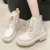 Fashion Winter Warm PU Leather Ankle Boots for Women 2024 Zipper Lace Up Platform Combat Boots Woman Non Slip Thick Plush Booties Female
