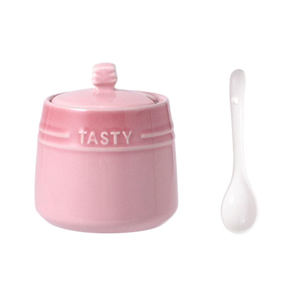 Керамическая банка для специй с градиентной расцветкой, ложка, кухонные емкости, современная сахарница, дом