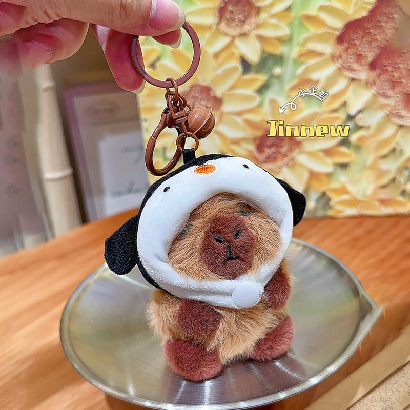 Wearing Snake Rabbit Chicken Cat Penguin Headgear Capybara Plush Keychain Gift