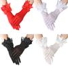 Fashion Chiffon Sunscreen Driving Gloves Lace Gloves Bow Bride Mittens