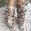 Y2k Furry Leg Warmers Fawn Dot Plush Leg Coverings Fashion Winter Leg Warmers  Accessories